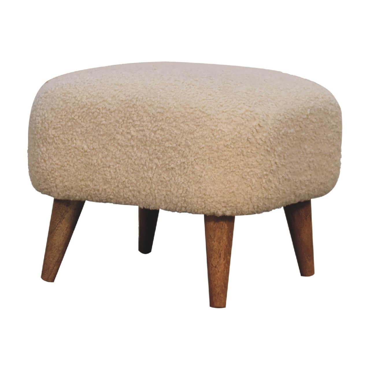 Bouclé Square Stool, Cream