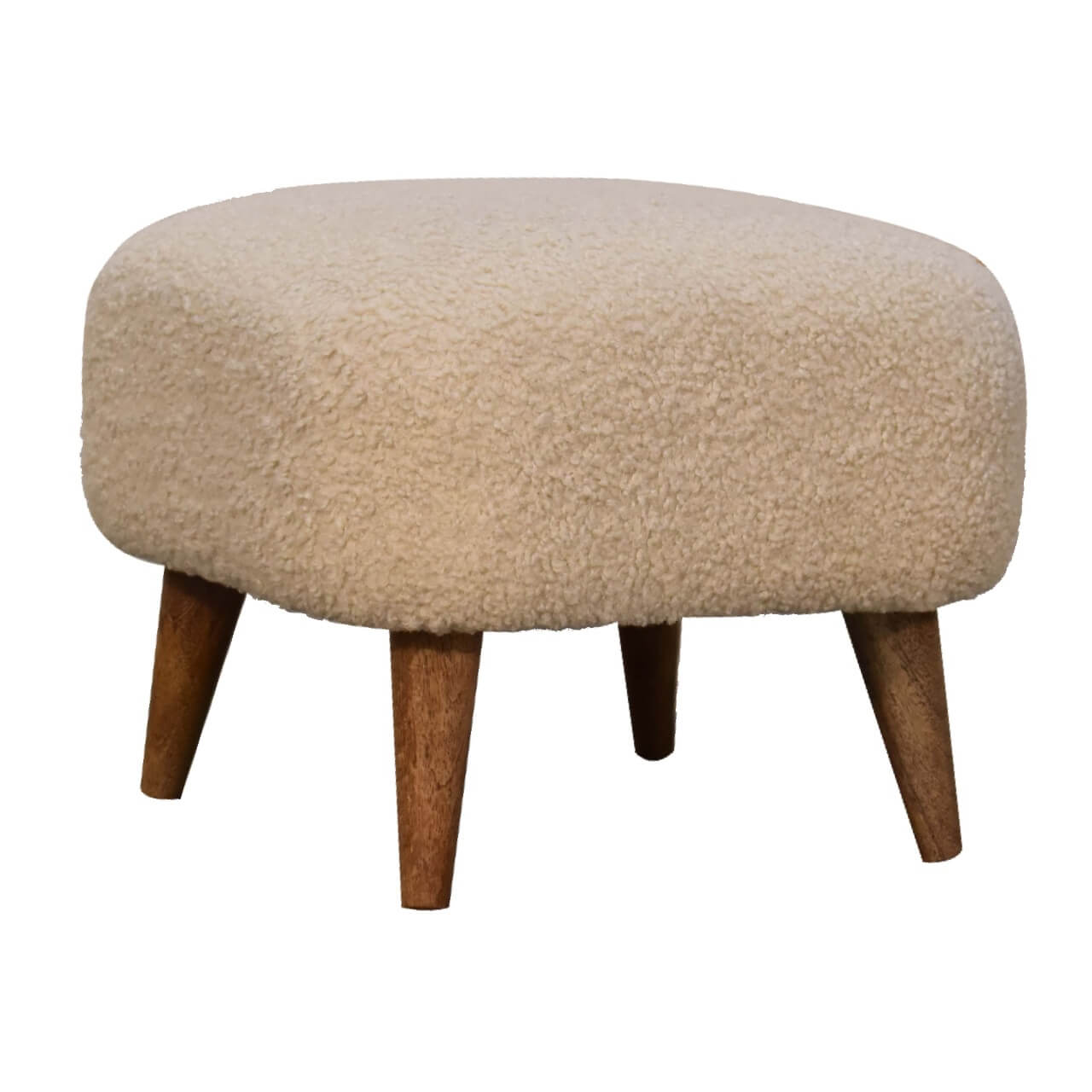 Bouclé Square Stool, Cream