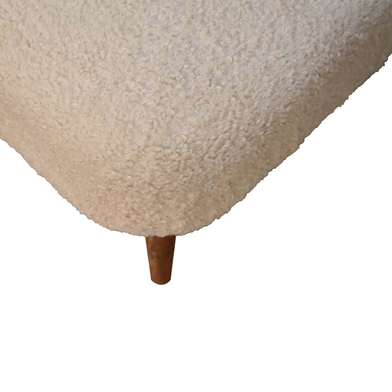 Bouclé Square Stool, Cream