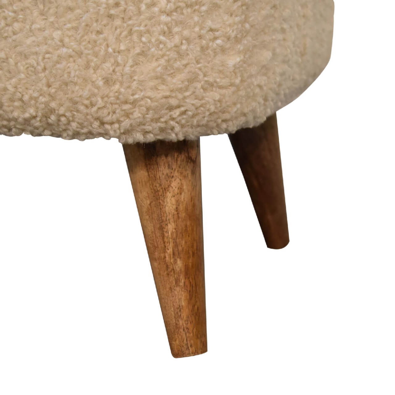 Bouclé Square Stool, Cream