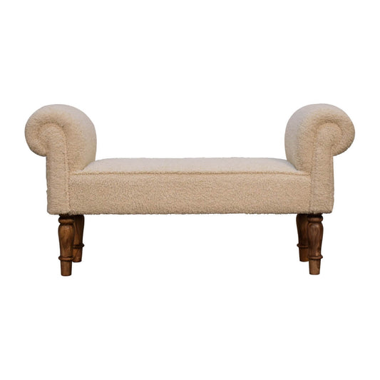 Crem boucle bench mango wood and cotton