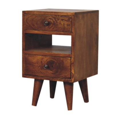 Small bedside table, mango wood cut-out