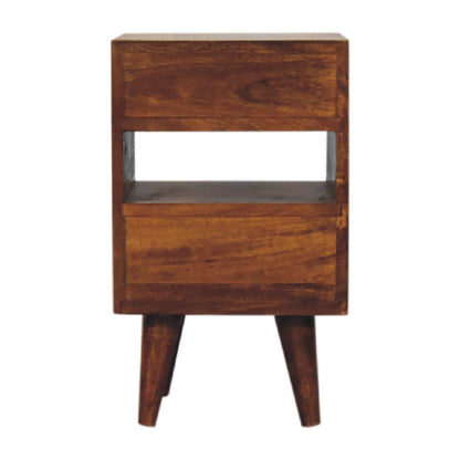 Small bedside table, mango wood cut-out