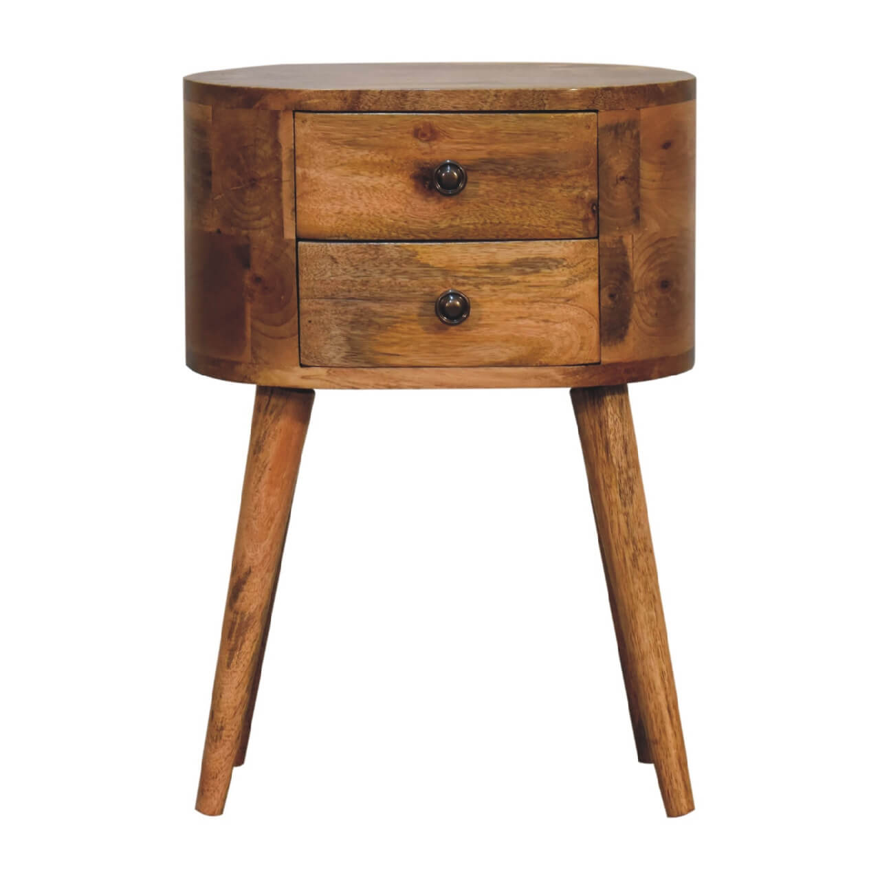 Small bedside table with 2 drawers made from solid mango wood