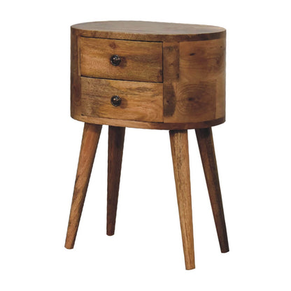 Small bedside table with 2 drawers made from solid mango wood