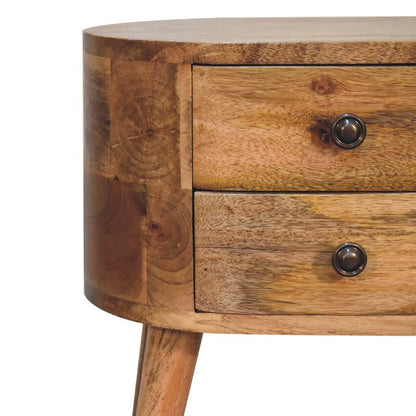 Small bedside table with 2 drawers made from solid mango wood