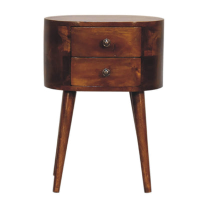 Small bedside table chestnut finish made from mango wood