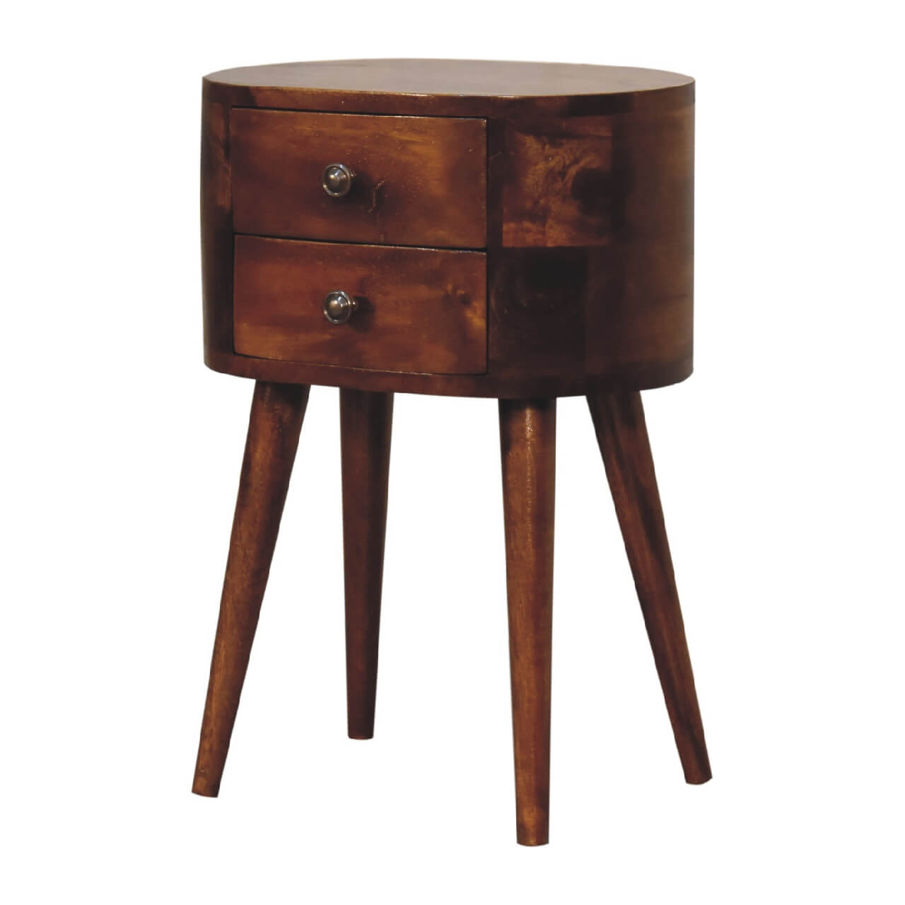 Small bedside table chestnut finish made from mango wood