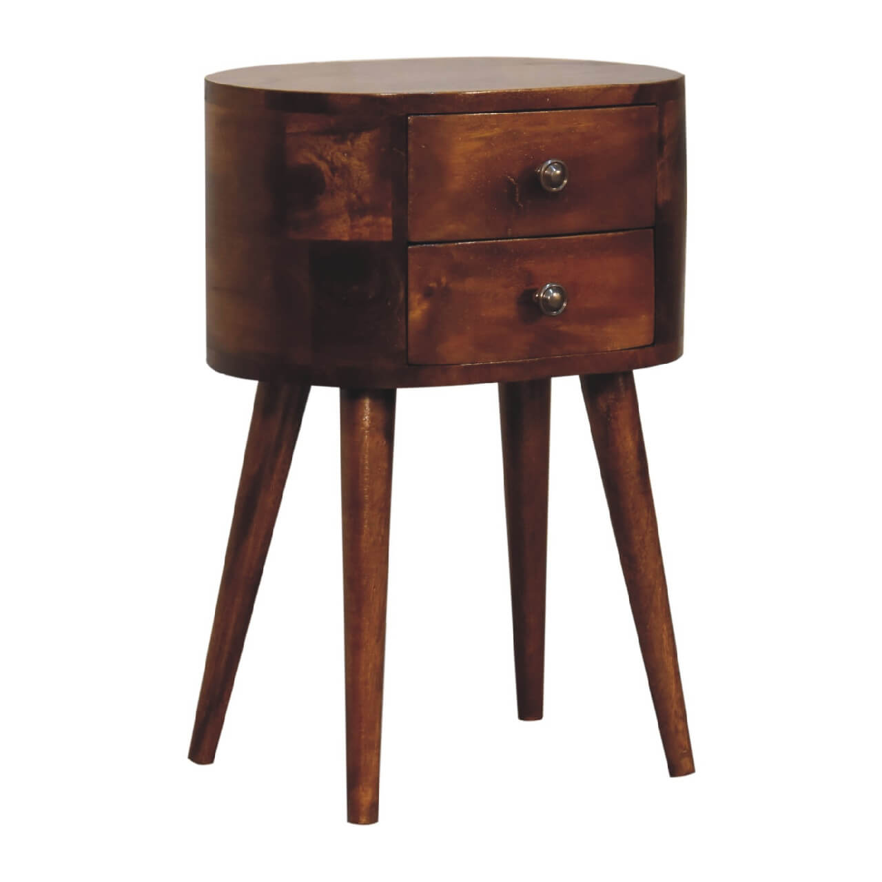 Small bedside table chestnut finish made from mango wood