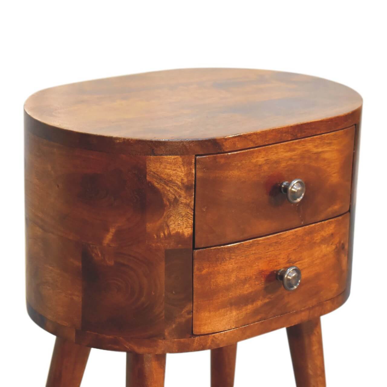 Small bedside table chestnut finish made from mango wood