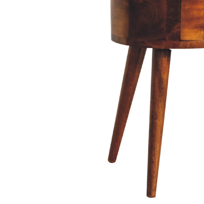 Small bedside table chestnut finish made from mango wood