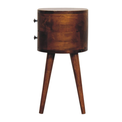 Small bedside table chestnut finish made from mango wood