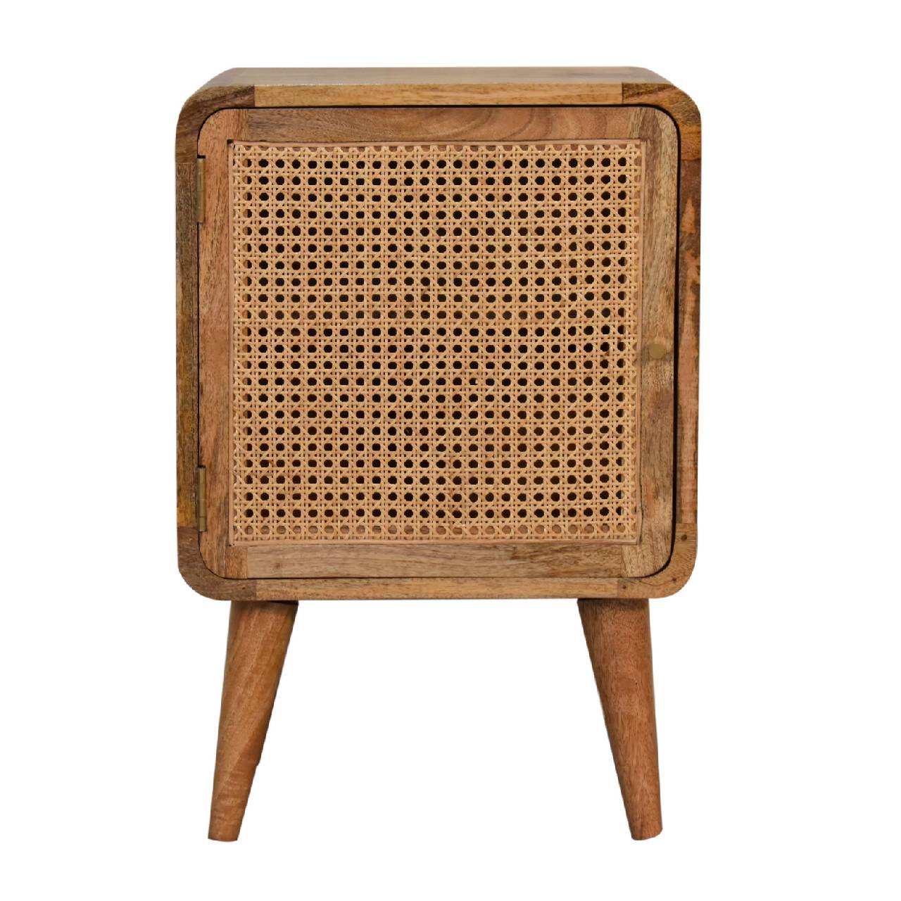 Rattan and mango wood bedside table