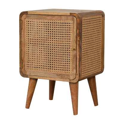 Rattan and mango wood bedside table