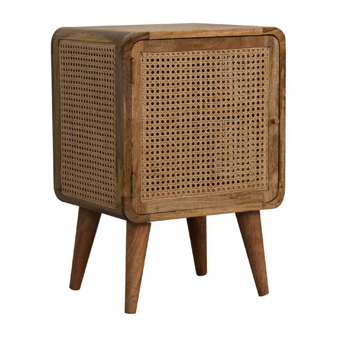 Rattan and mango wood bedside table