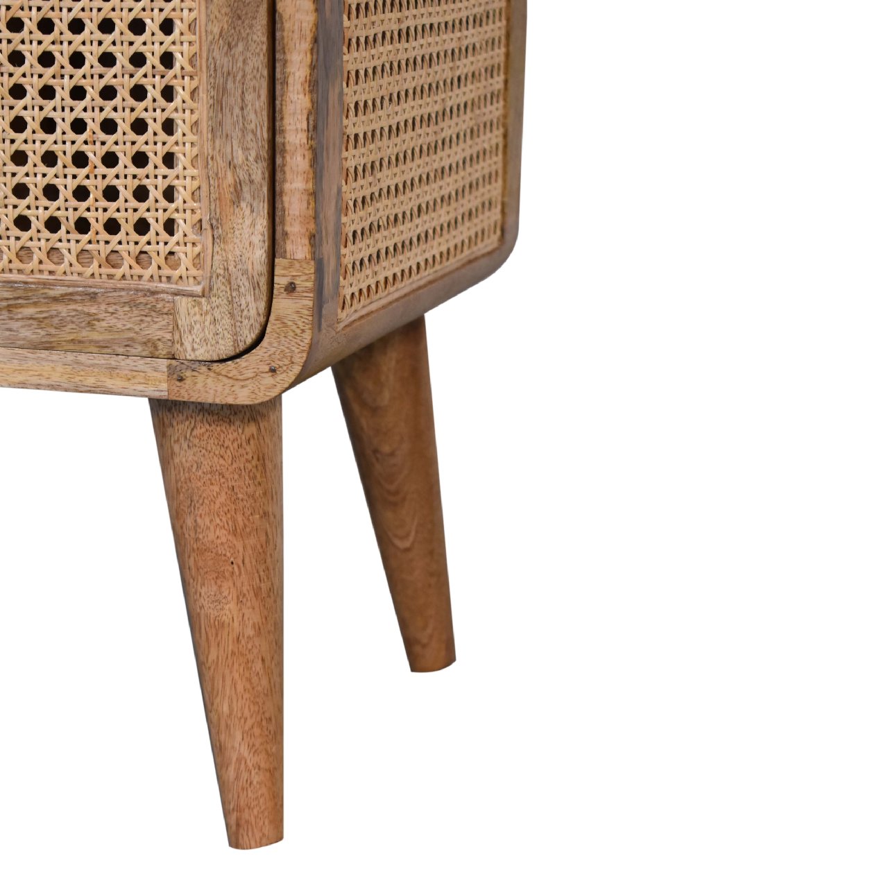 Rattan and mango wood bedside table