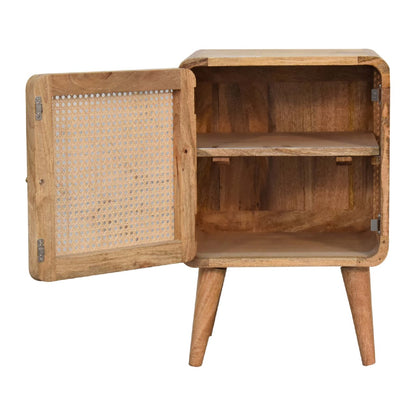 Rattan and mango wood bedside table