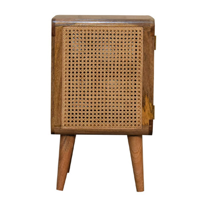 Rattan and mango wood bedside table