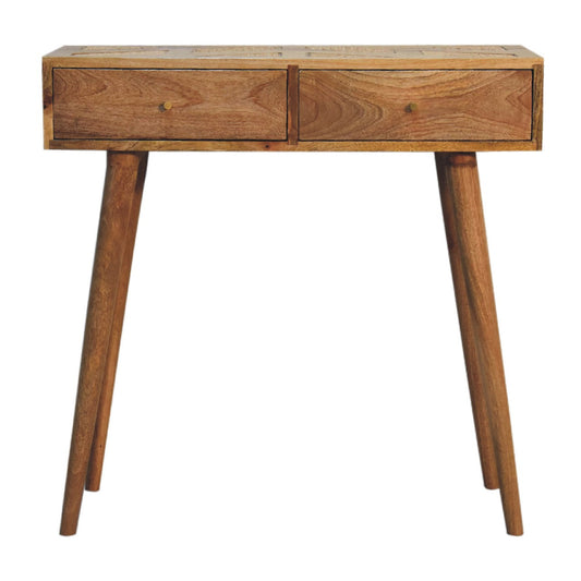 Rattan and mango wood console table