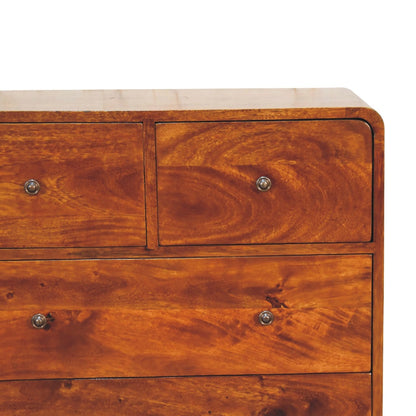 2 over 3 drawer chest mango wood chestnut finish