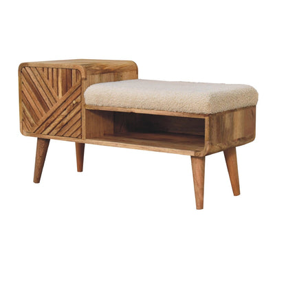 Mango wood boucle bench