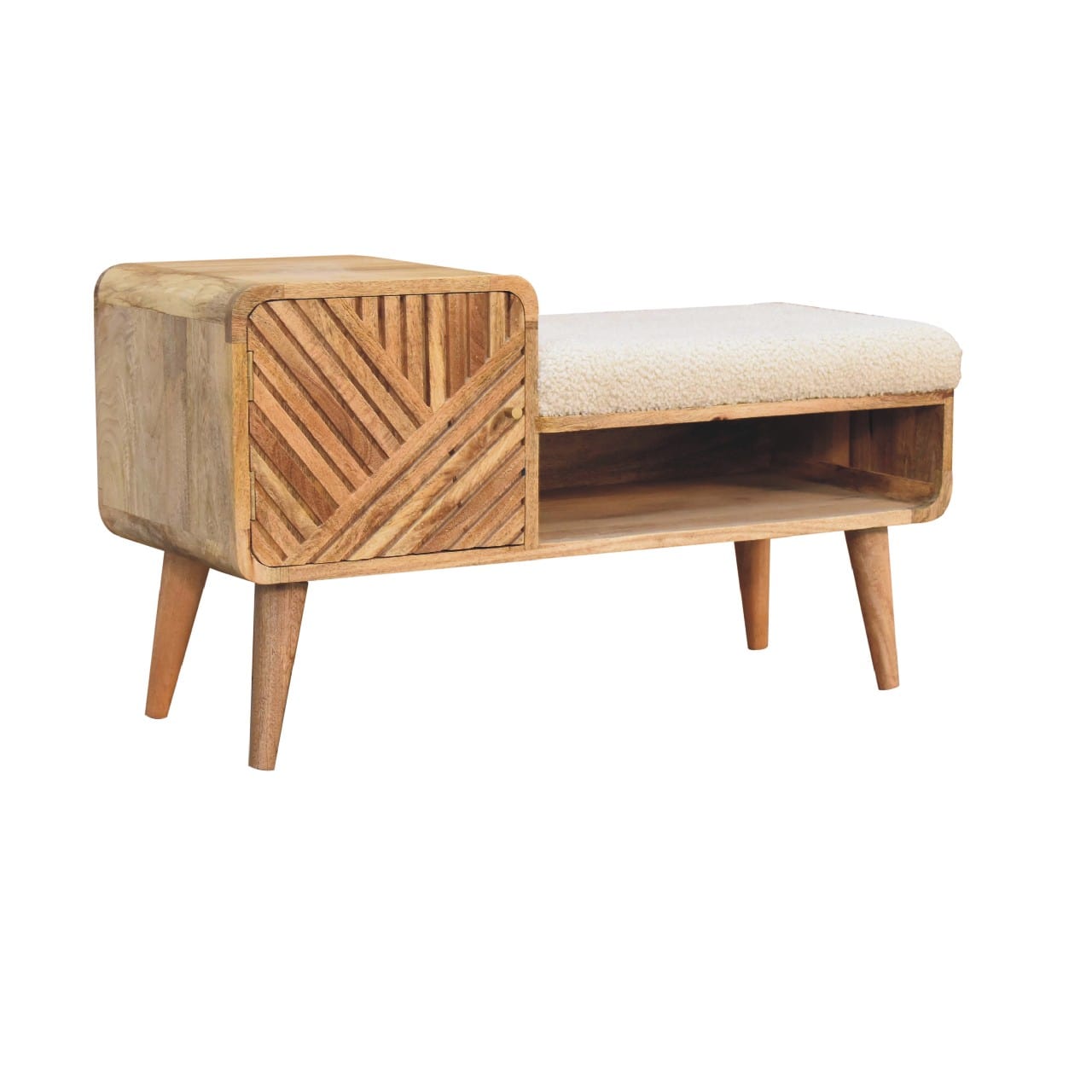 Mango wood boucle bench