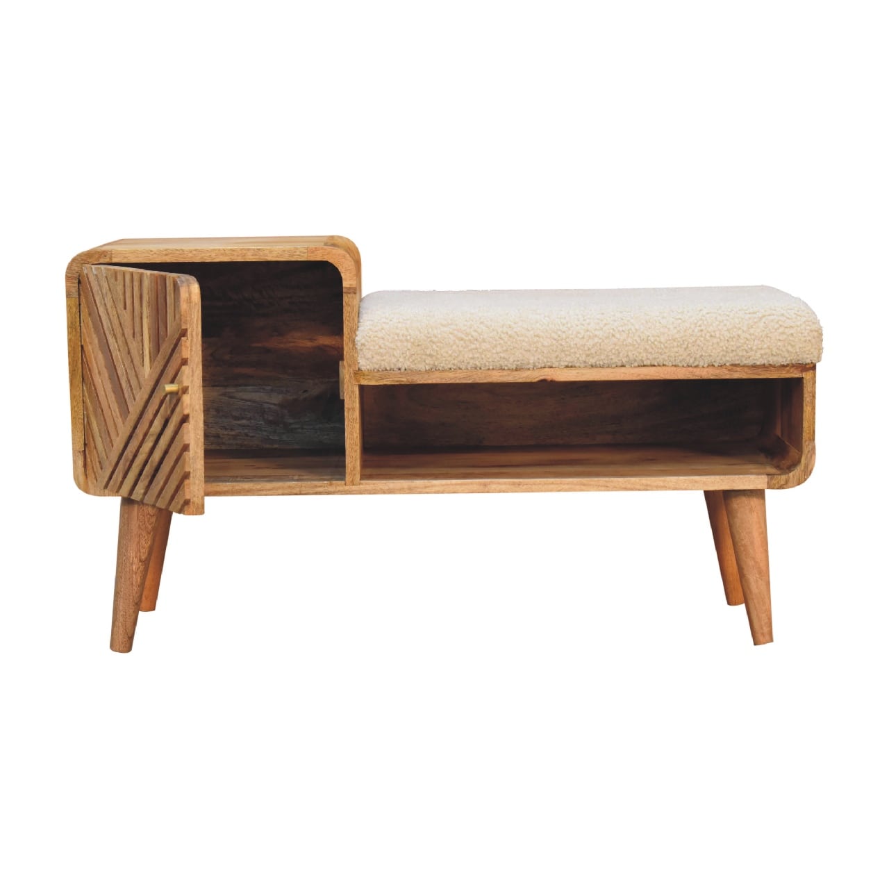 Mango wood boucle bench