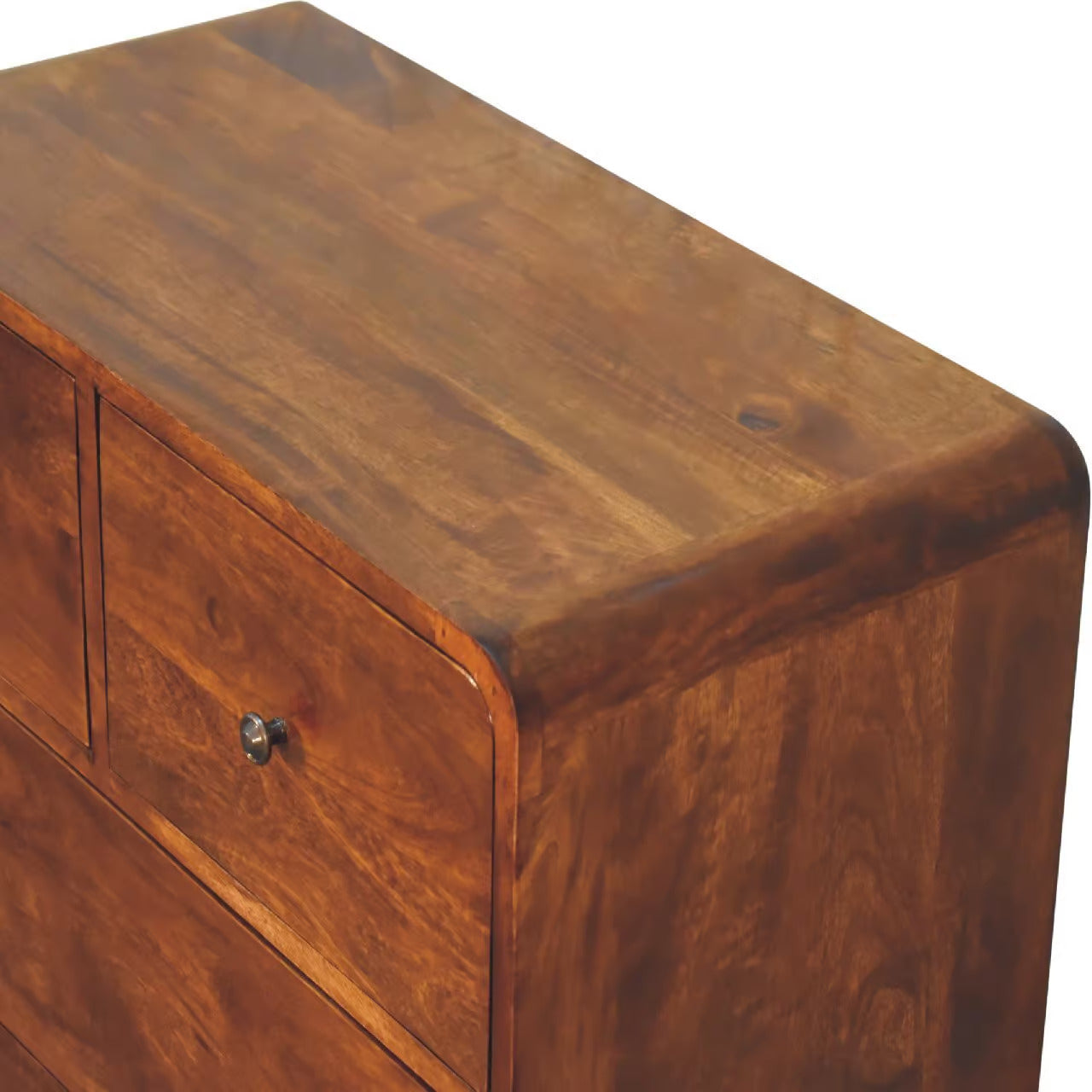 mango wood chestnut finish 5 drawers chest