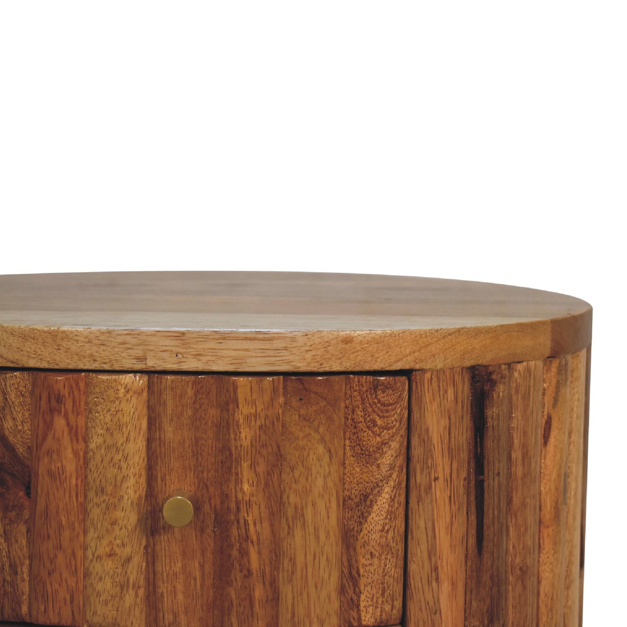 Mango wood round bedside table