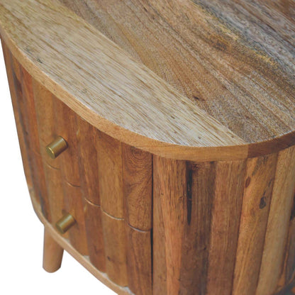 Mango wood round bedside table