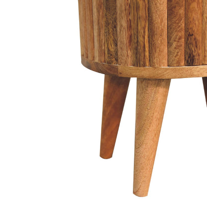 Mango wood round bedside table