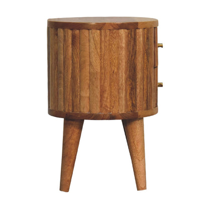 Mango wood round bedside table