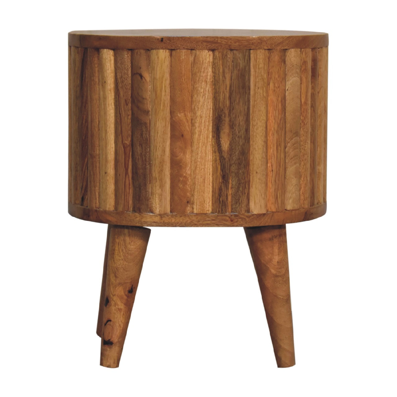 Mango wood round bedside table