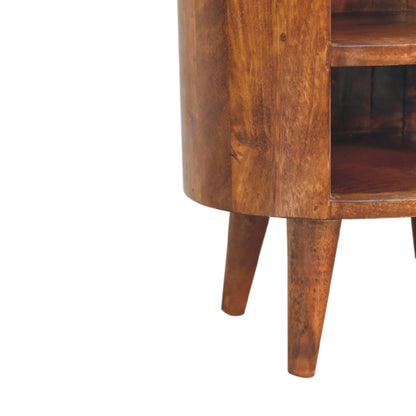 Round Bedside Table Mango Wood