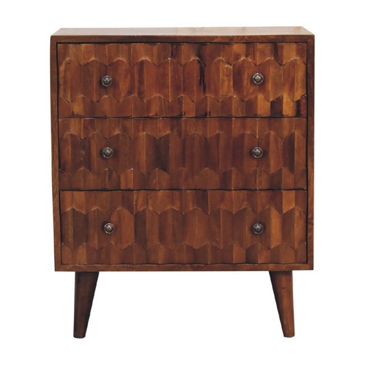 Pineapple Carved Narrow Chest, Chestnut