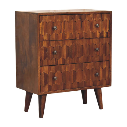 Pineapple Carved Narrow Chest, Chestnut