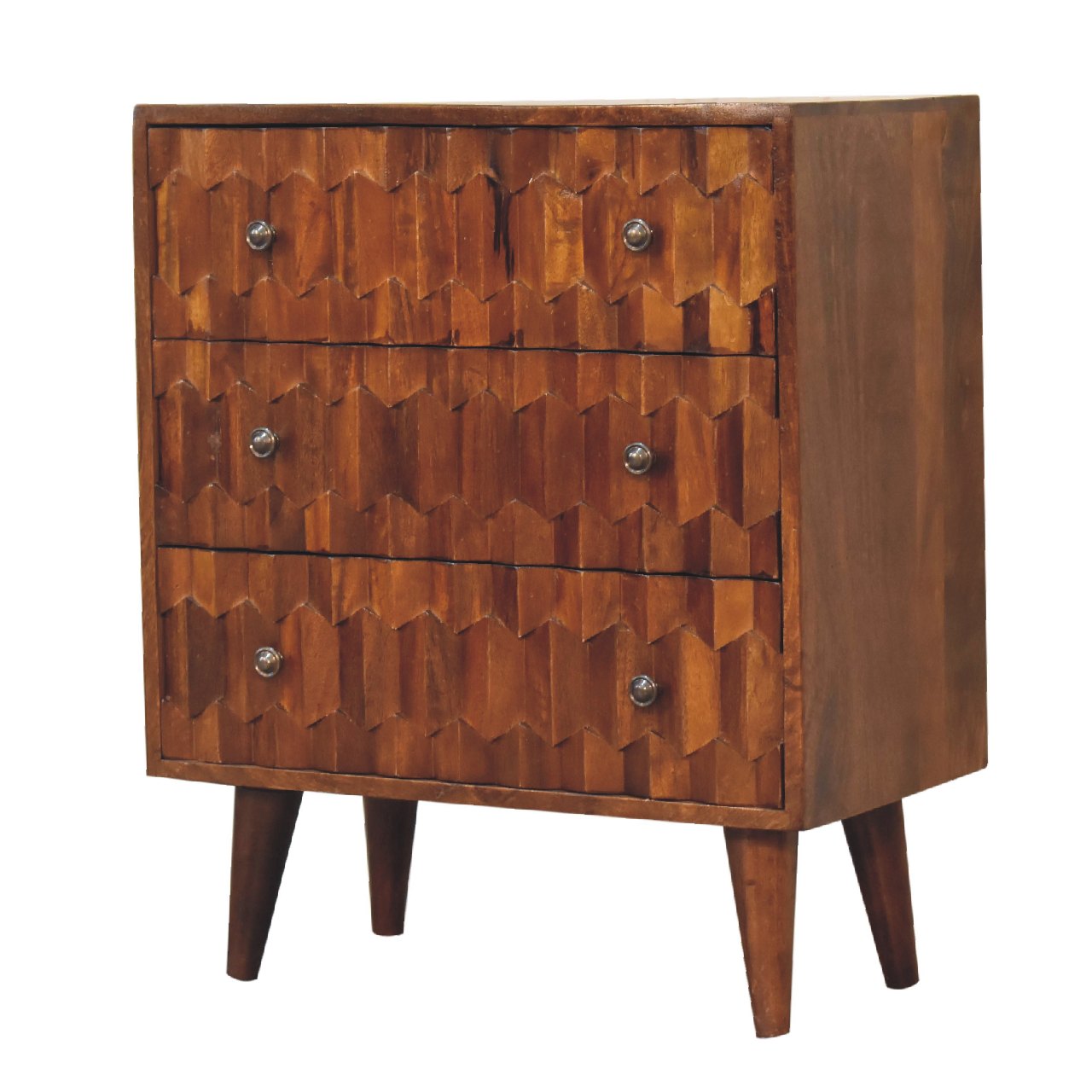 Pineapple Carved Narrow Chest, Chestnut