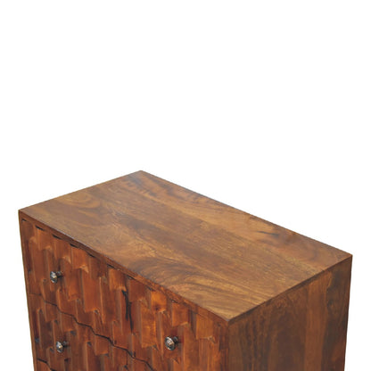 Pineapple Carved Narrow Chest, Chestnut