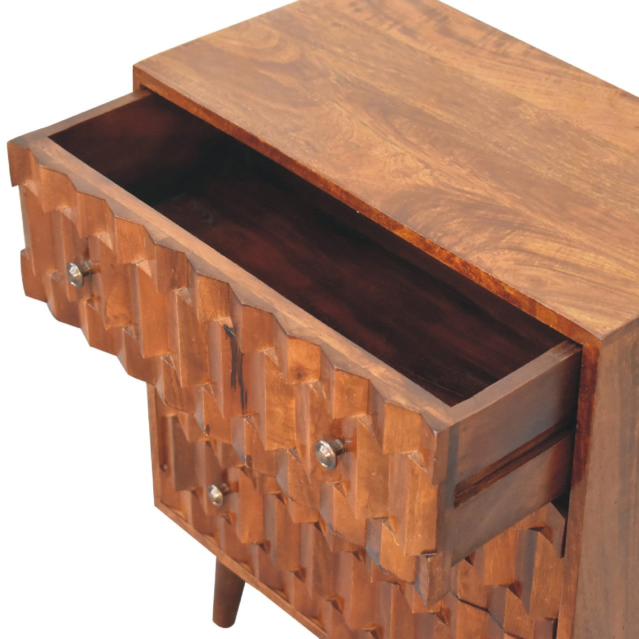 Pineapple Carved Narrow Chest, Chestnut