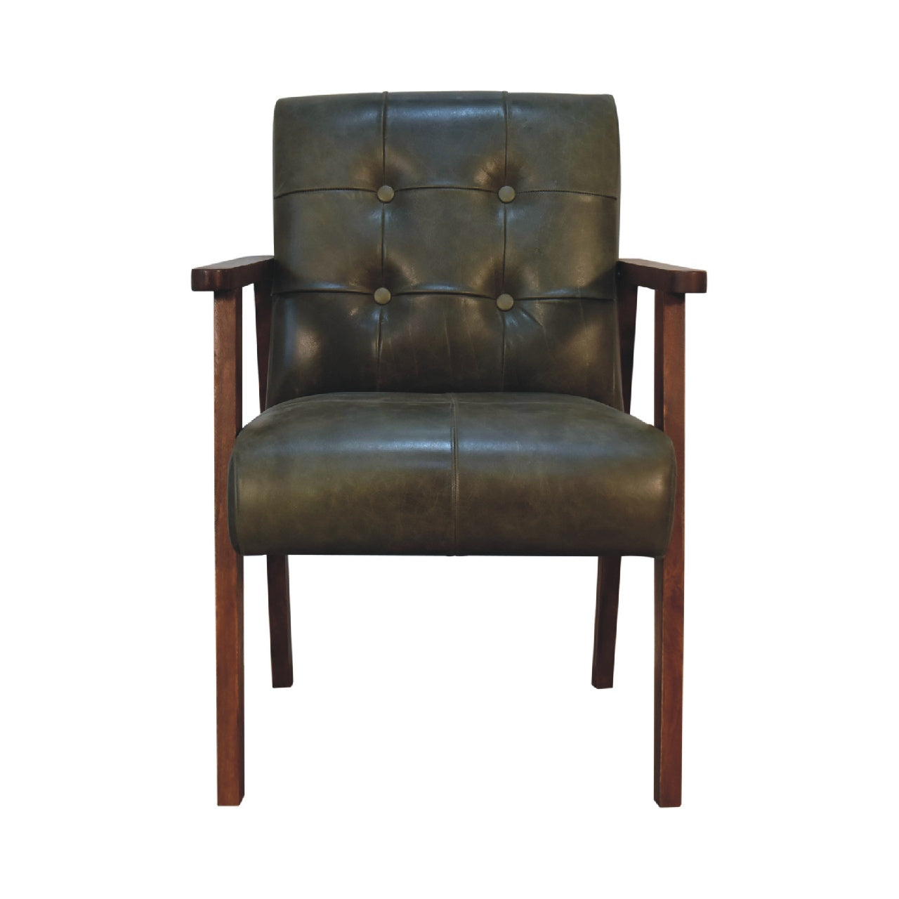 Buffalo Leather Armchair, Olive