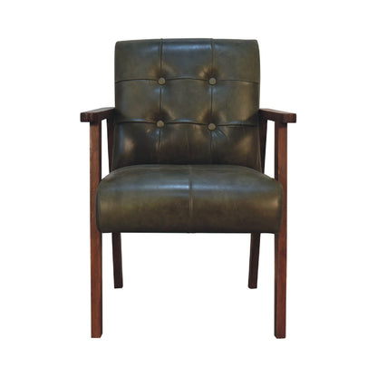 Buffalo Leather Armchair, Olive