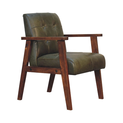 Buffalo Leather Armchair, Olive