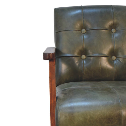 Buffalo Leather Armchair, Olive