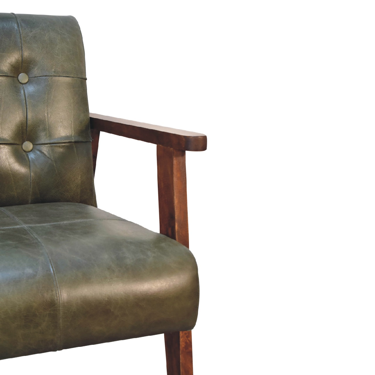 Buffalo Leather Armchair, Olive