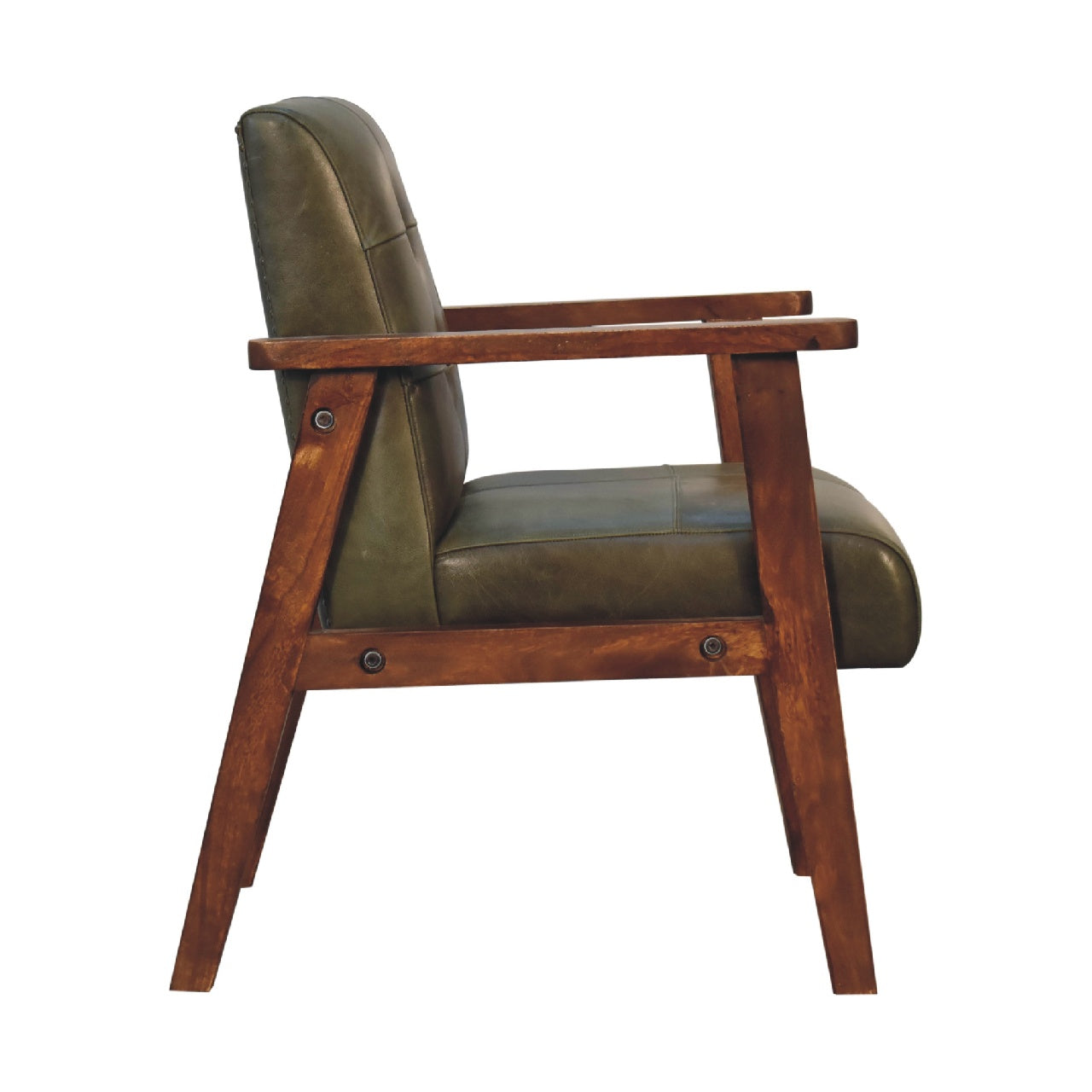 Buffalo Leather Armchair, Olive