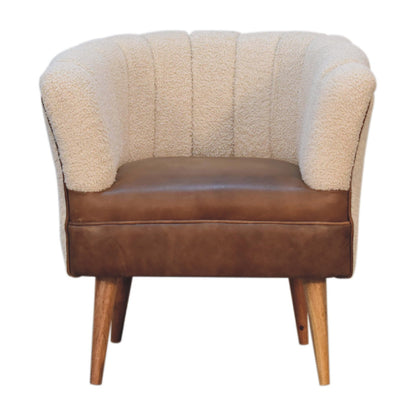 Buffalo leather cotton and mango wood chair