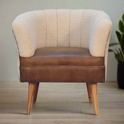 Buffalo leather cotton and mango wood chair