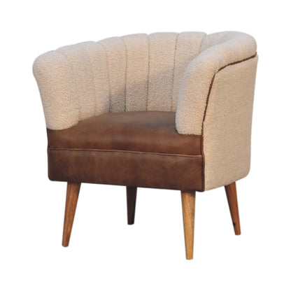 Buffalo leather cotton and mango wood chair