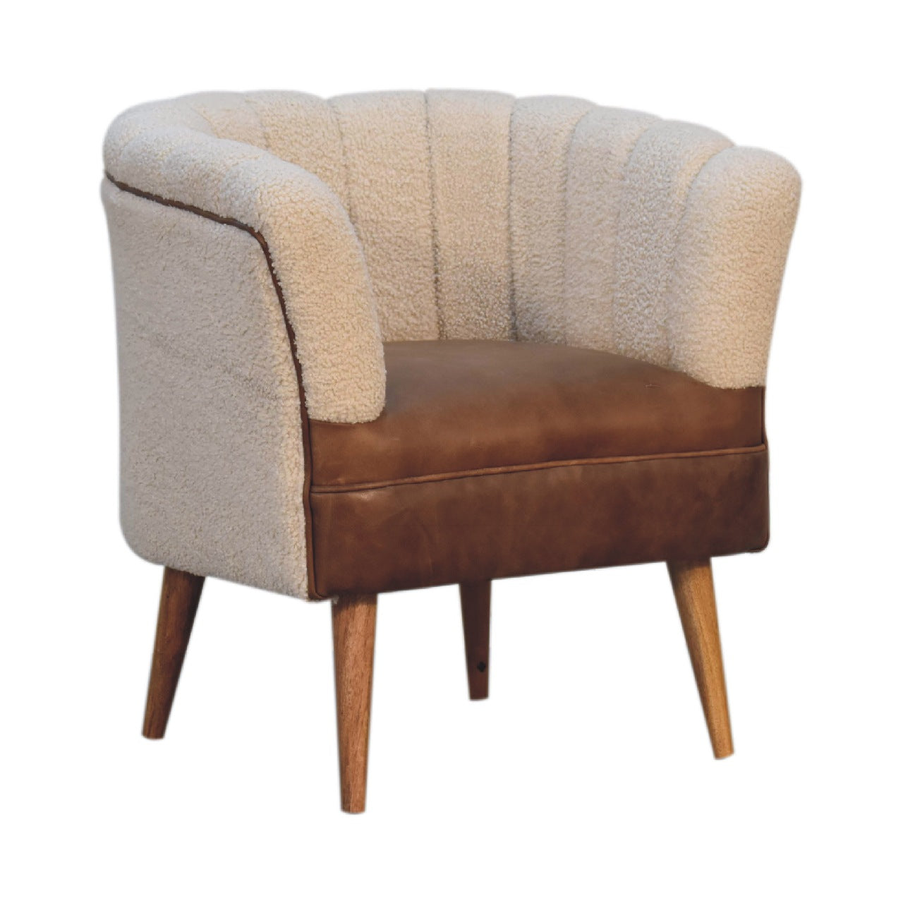 Buffalo leather cotton and mango wood chair