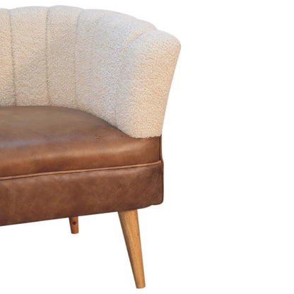 Buffalo leather cotton and mango wood chair